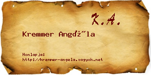 Kremmer Angéla névjegykártya